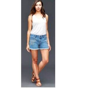 GAP 1969 Original 28 Best Girlfriend Short Embroidered Daisy Denim Shorts